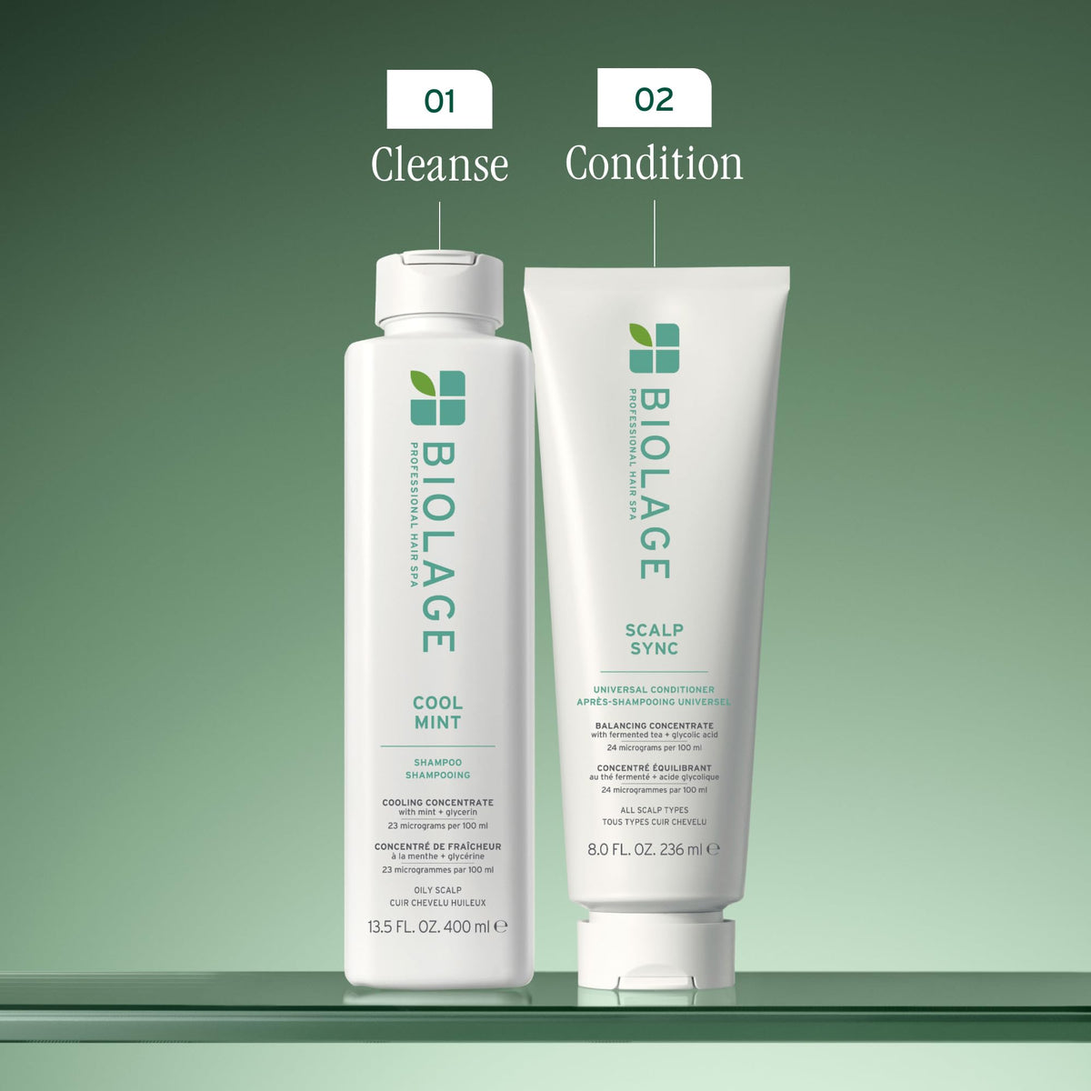 Biolage bottle label highlighting recycled plastic packaging benefit