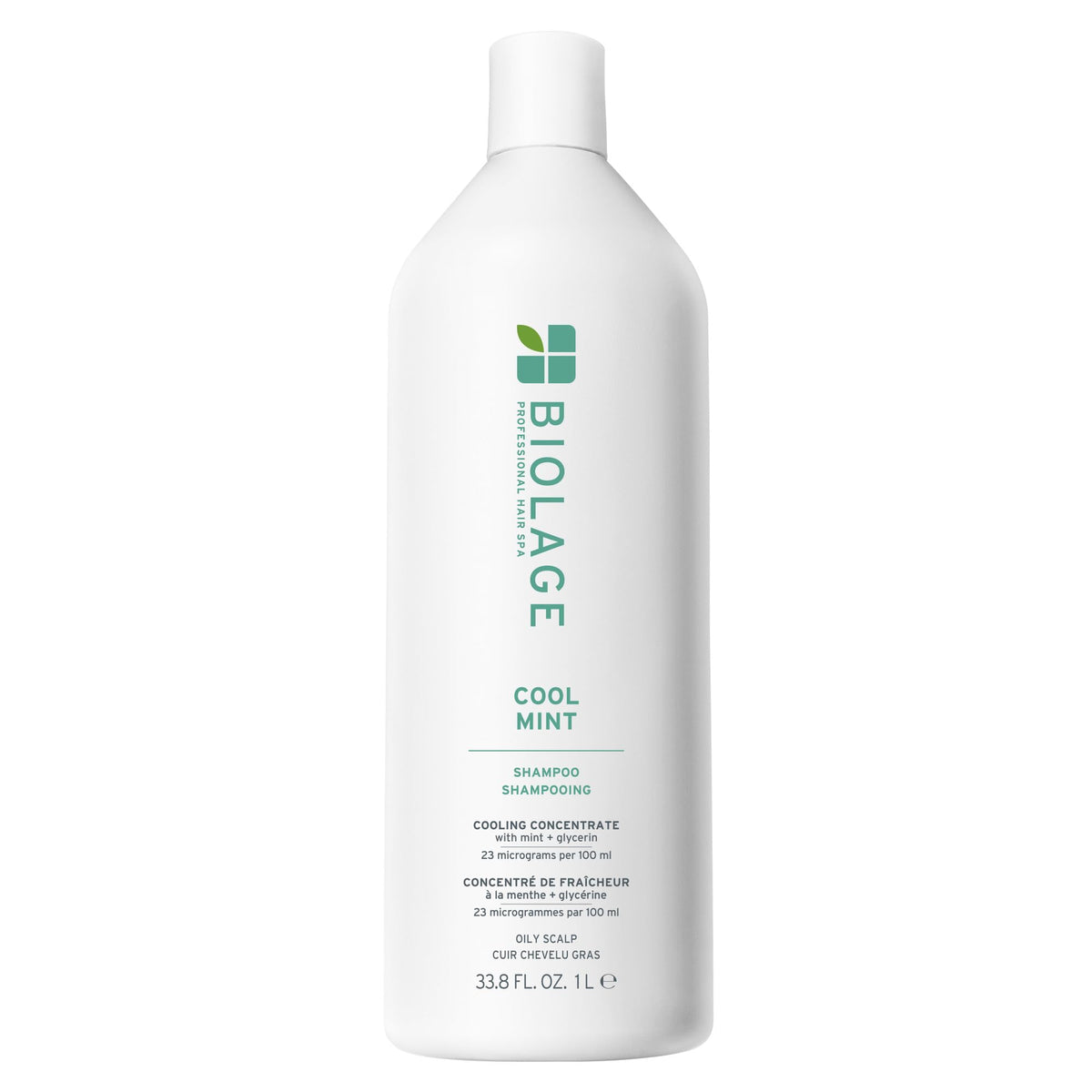 Biolage front packaging showing pump bottle and professional size benefit