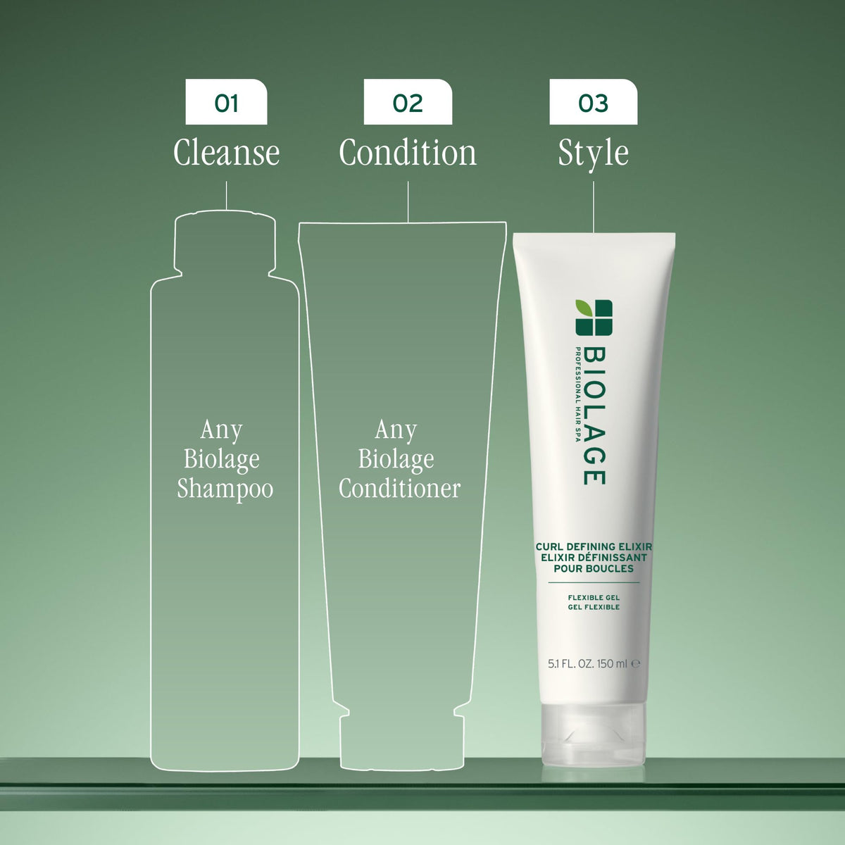Biolage being applied to damp curls demonstrating even distribution benefit