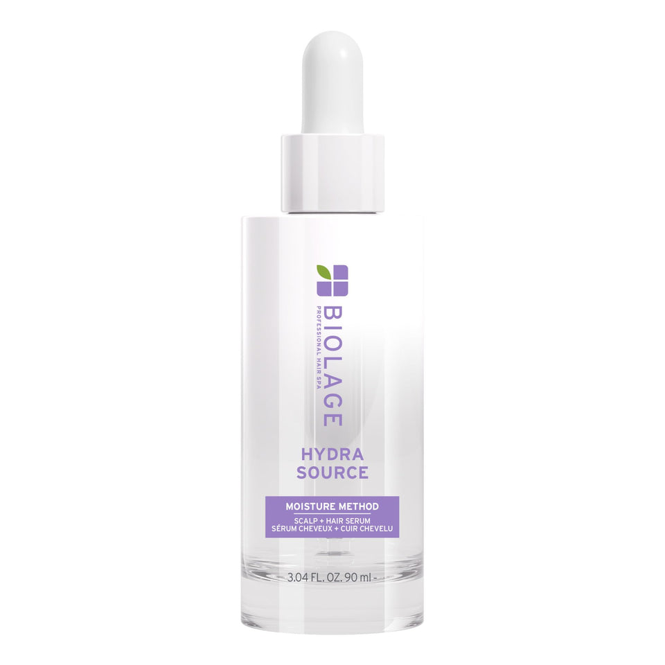 Biolage front packaging showing serum bottle and clear design for hydration