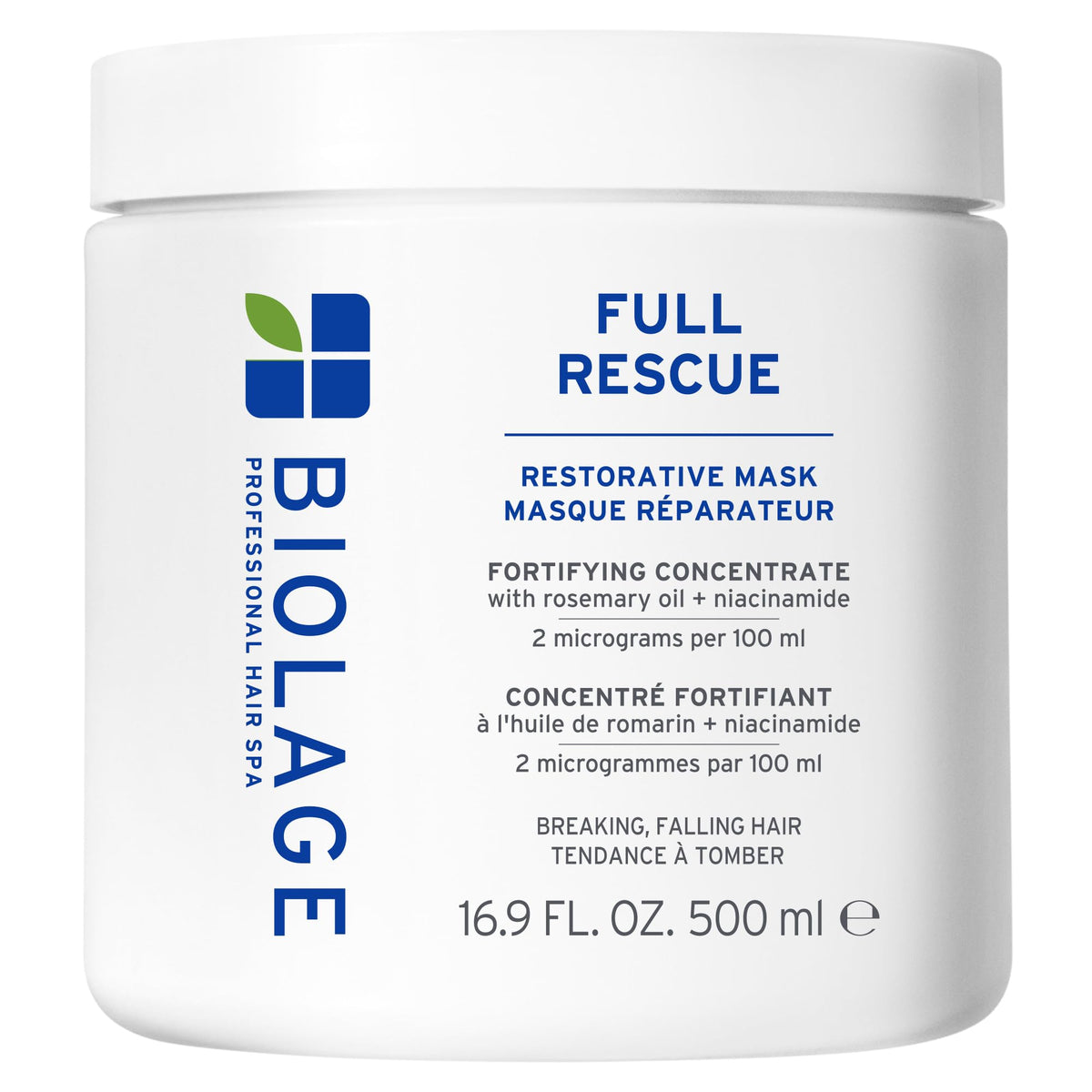 Biolage mask front packaging showing product and fuller-looking results