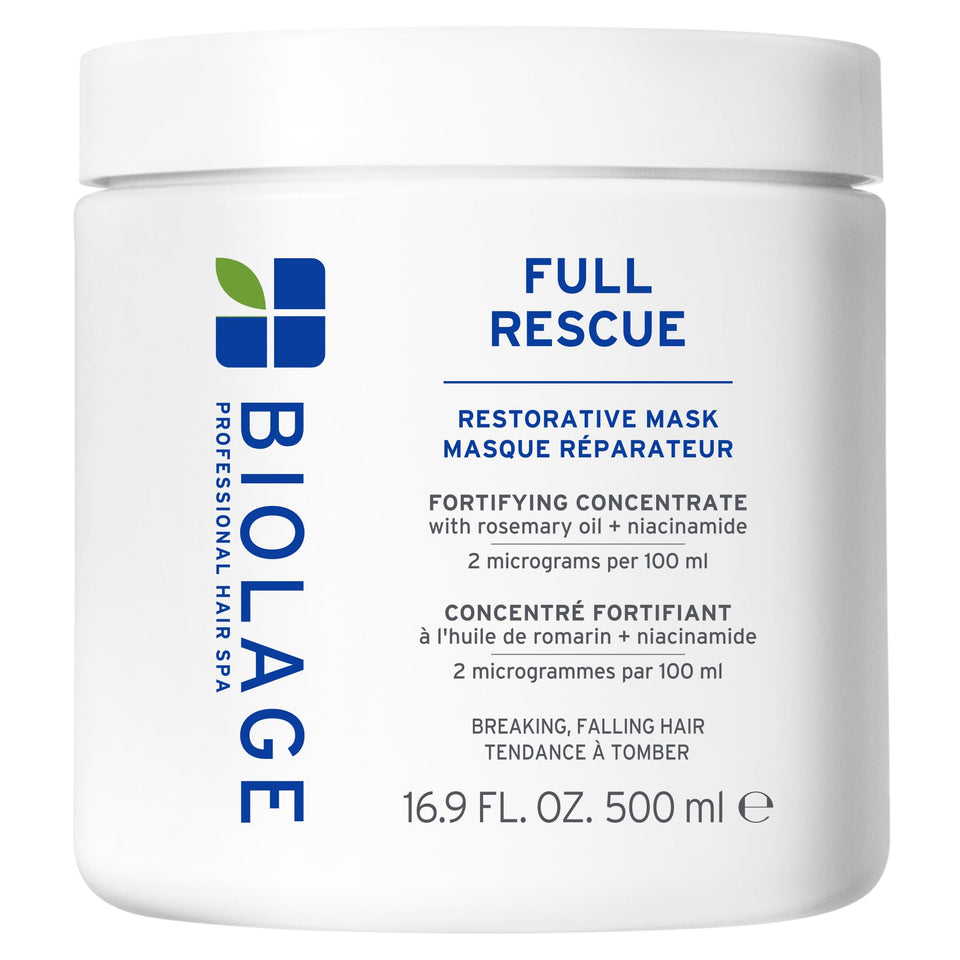 Biolage mask front packaging showing product and fuller-looking results