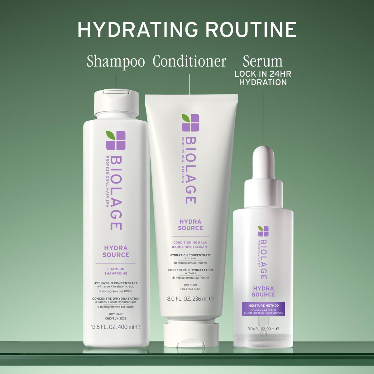 Biolage after-rinse hair appearing soft and shiny for styling ease