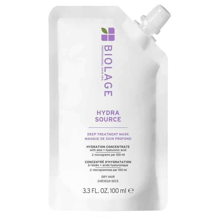Biolage front packaging showing hydra source mask and clear benefits