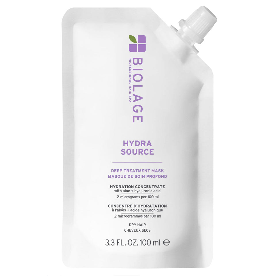 Biolage front packaging showing hydra source mask and clear benefits