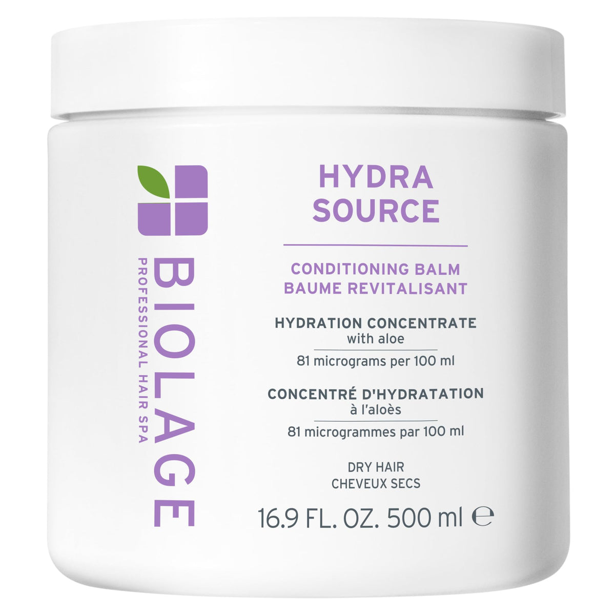 Biolage front packaging showing balm bottle and hydration benefit