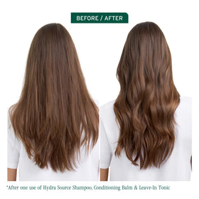 Biolage Hydra Source spray mist closeup demonstrating even lightweight application