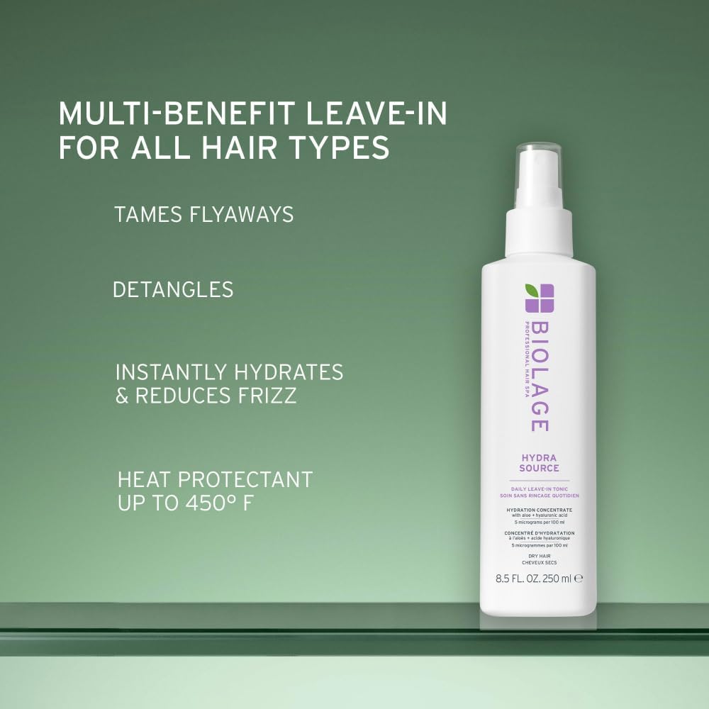 Biolage Hydra Source texture on hand showing thin, non-greasy consistency for easy spread