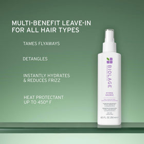Biolage Hydra Source texture on hand showing thin, non-greasy consistency for easy spread