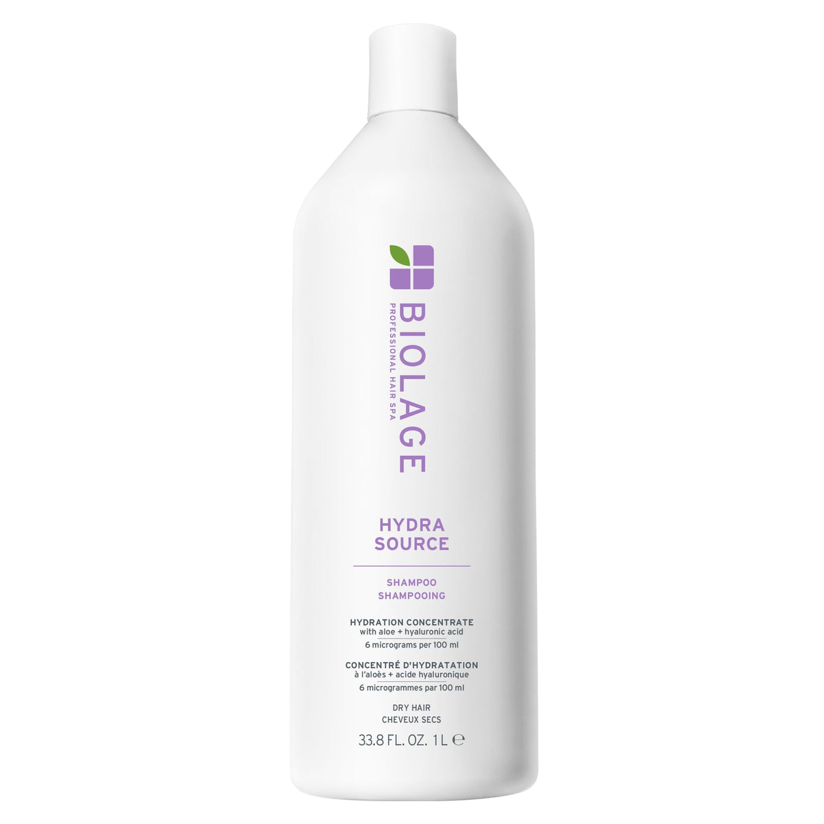 Biolage bottle front view showing hydrating shampoo branding and clean design benefit