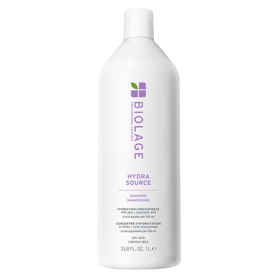 Biolage bottle front view showing hydrating shampoo branding and clean design benefit