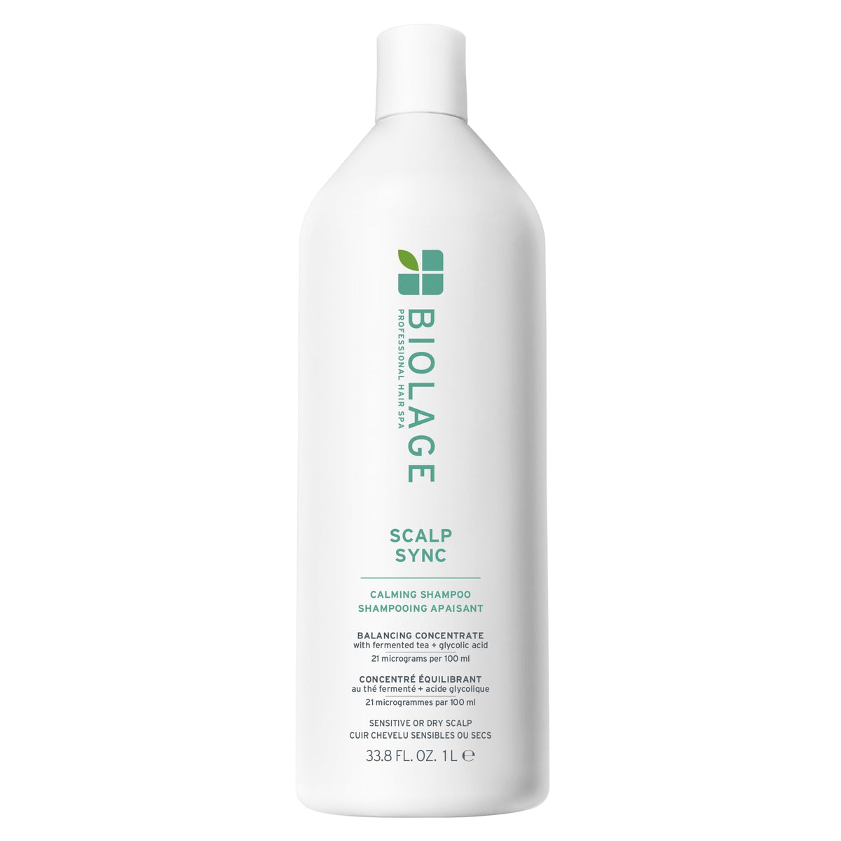 Biolage bottle front packaging showing calming shampoo benefit
