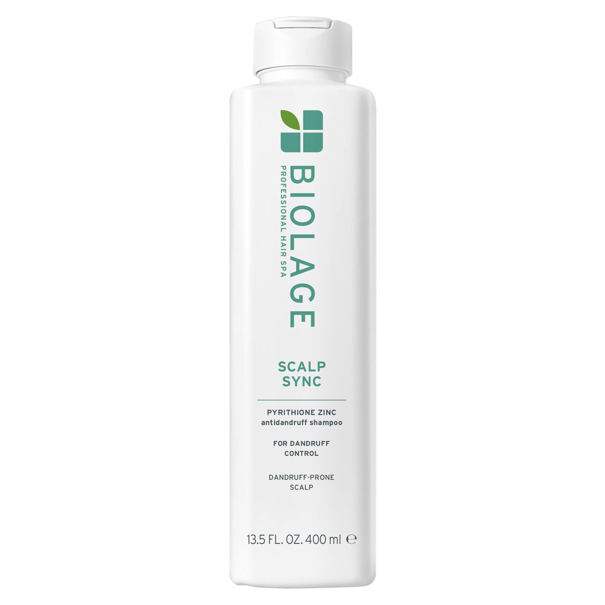 Biolage bottle front view showing anti-dandruff branding and clear benefits