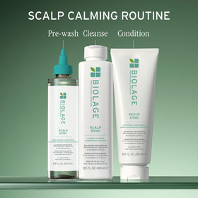 Biolage shampoo being applied in shower for scalp comfort