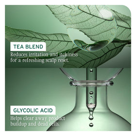 Biolage fermented tea ingredient visual highlighting soothing action