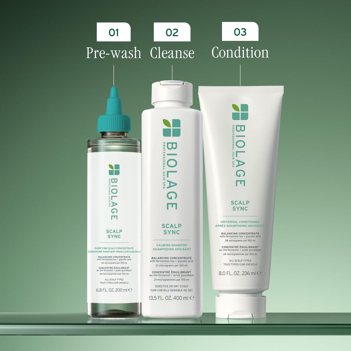 Biolage fermented tea ingredient visual highlighting antioxidant scalp benefits