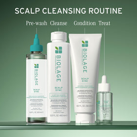 Rinsing then shampooing after using Biolage concentrate to show follow-up routine