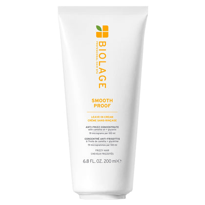 Biolage front packaging showing the leave-in cream and clear benefit of frizz control