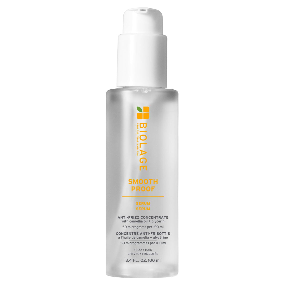 Biolage front packaging showing serum bottle and sleek label for easy identification and trust