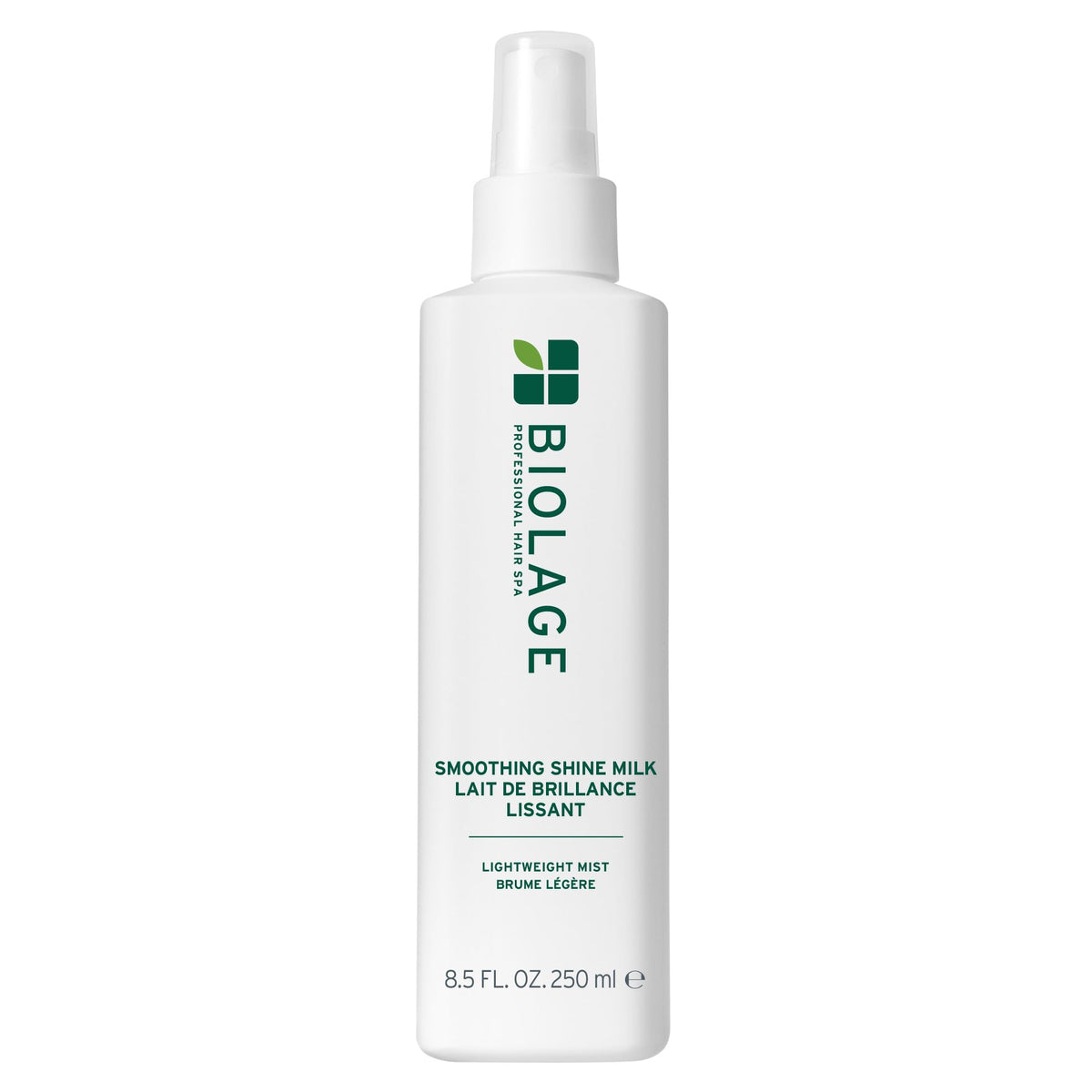 Biolage front packaging showing bottle and label, highlights lightweight shine