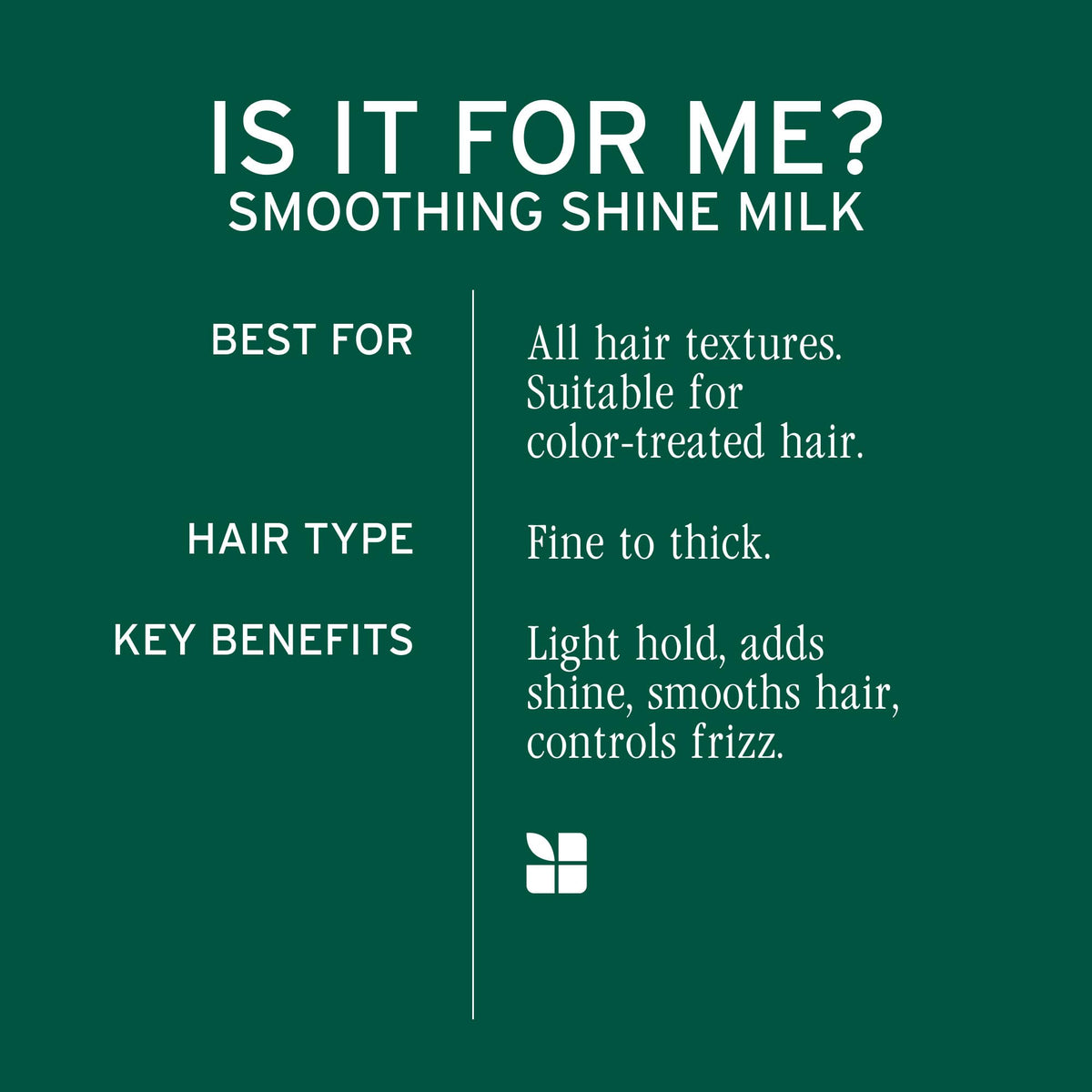 Biolage texture on hand illustrating light, non-greasy milk and easy spreadability
