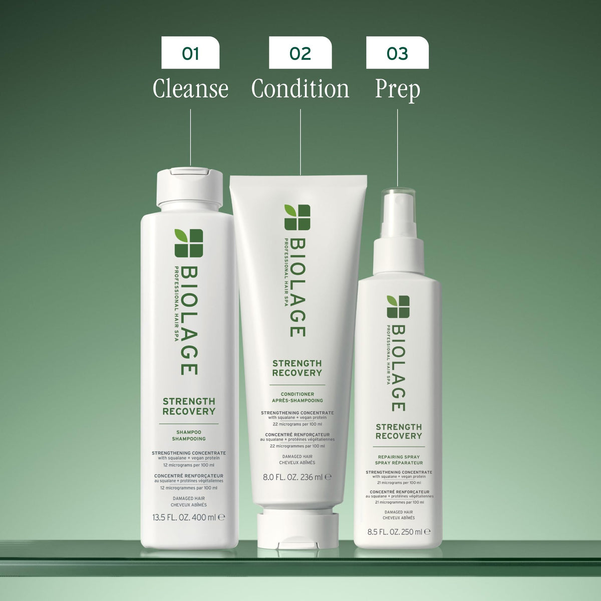 Biolage conditioner being applied in hands showing easy distribution benefit