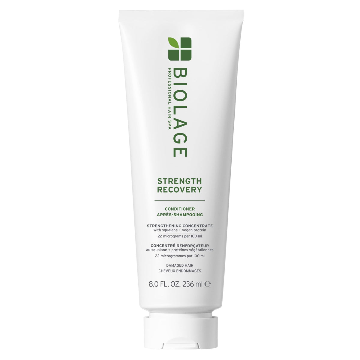 Biolage front packaging showing bottle and benefits