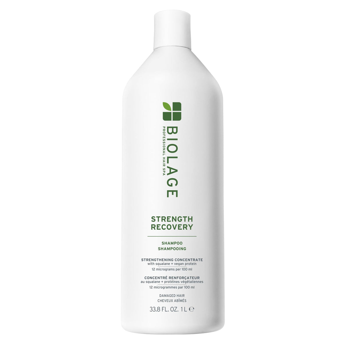 Biolage front packaging shows product and benefits for stronger hair