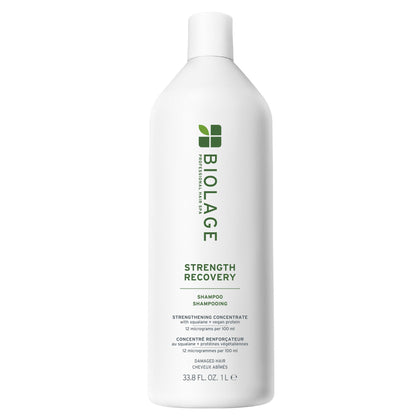 Biolage front packaging shows product and benefits for stronger hair