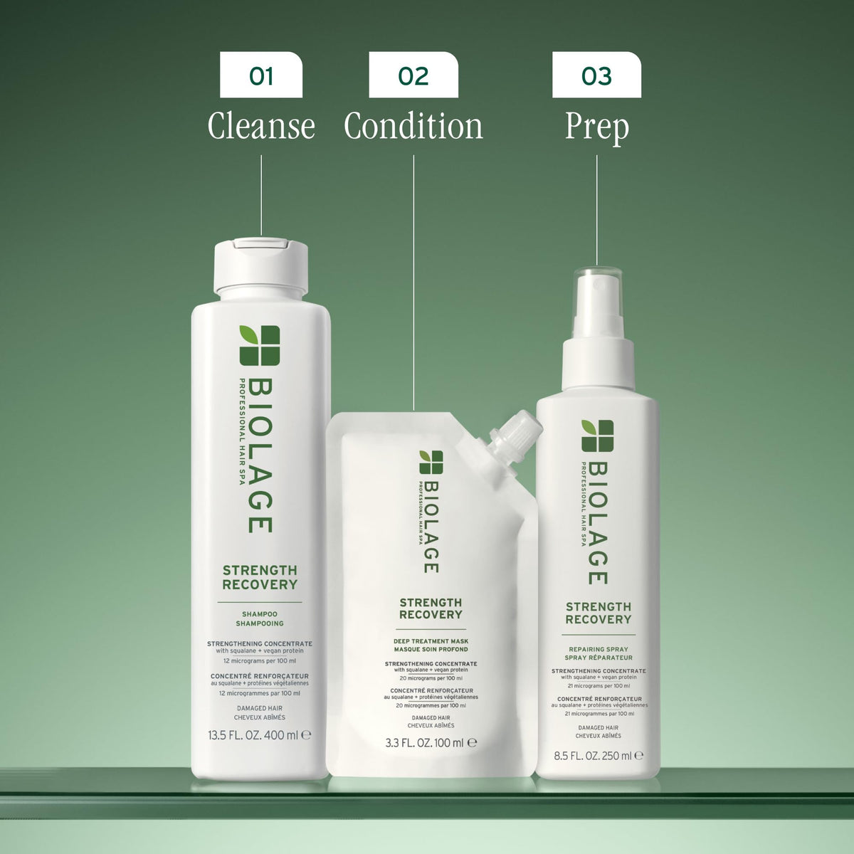 Biolage in-shower application showing mask distributing through hair