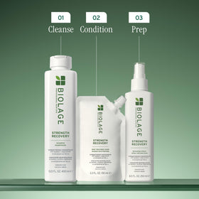 Biolage in-shower application showing mask distributing through hair