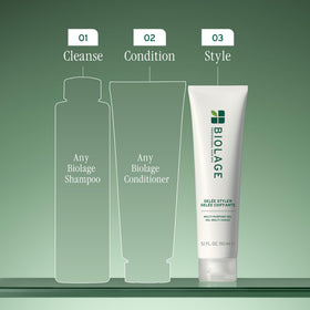 Biolage bottle next to ruler for scale, clarifies 16.9 oz size and value