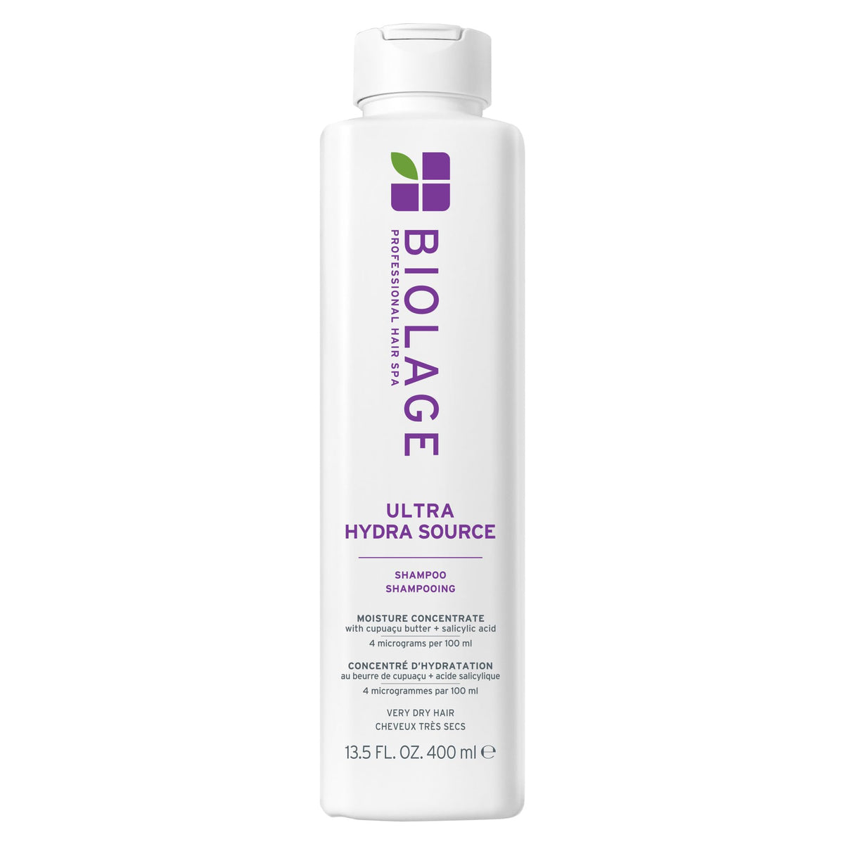 Biolage bottle front packaging showing product benefits and brand trust