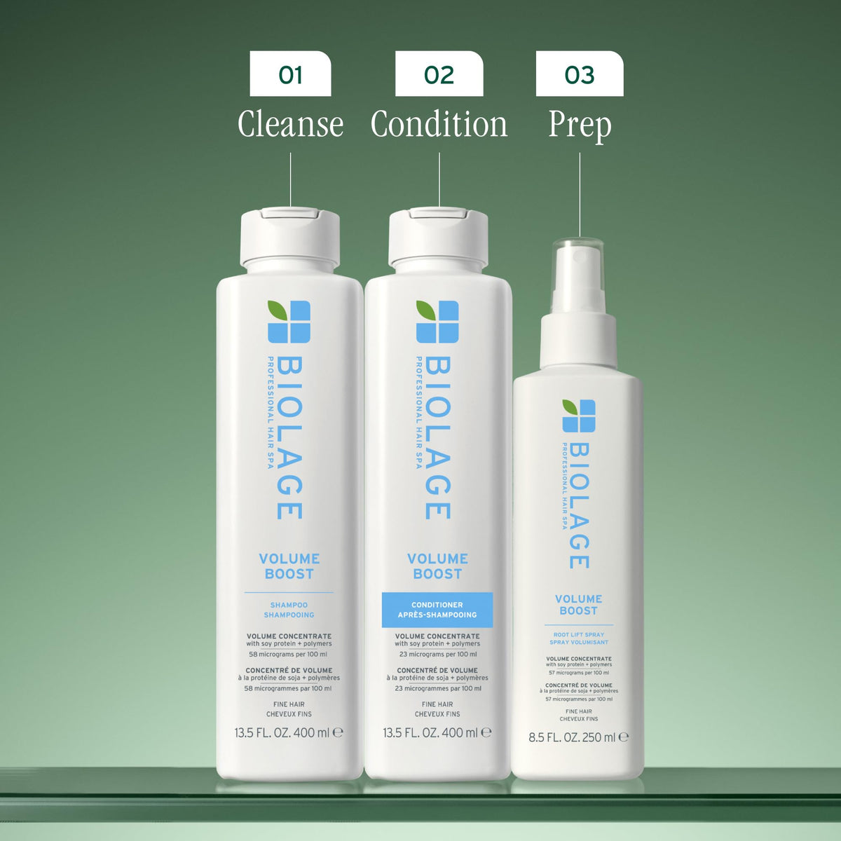 Biolage 33.8 fl oz bottle next to hand to show product size