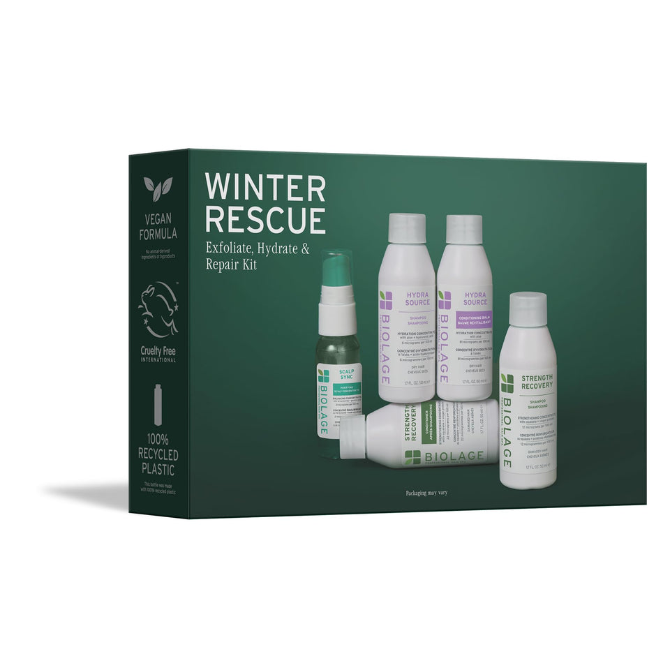 Biolage front packaging showing kit contents and benefits
