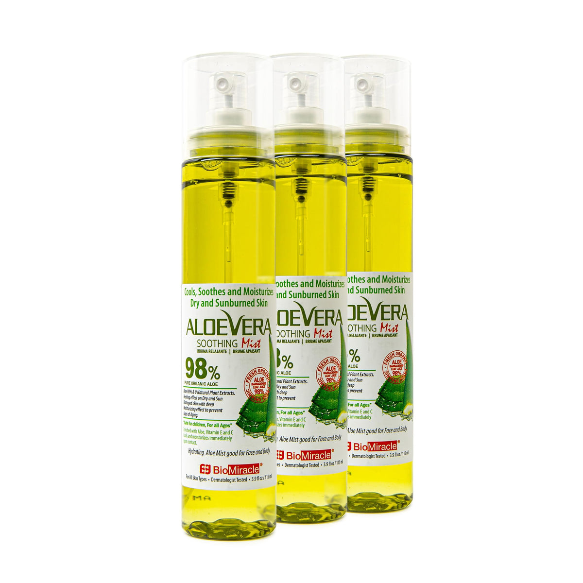 BioMiracle front packaging showing three travel-size bottles and product branding, easy grab-and-go