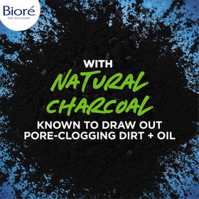 Bioré charcoal lather close-up demonstrating deep-cleaning foam