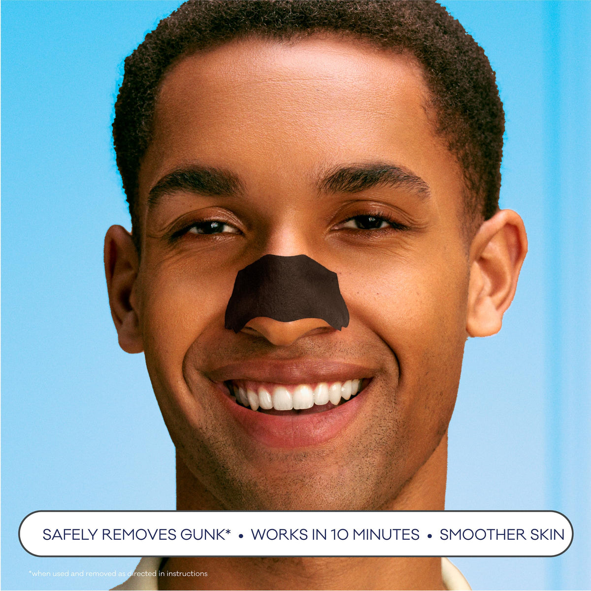 Bioré before-and-after nose comparison showing reduced pore appearance