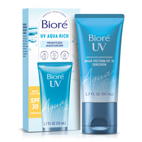 Bioré front packaging showing SPF 30 protection and lightweight benefits