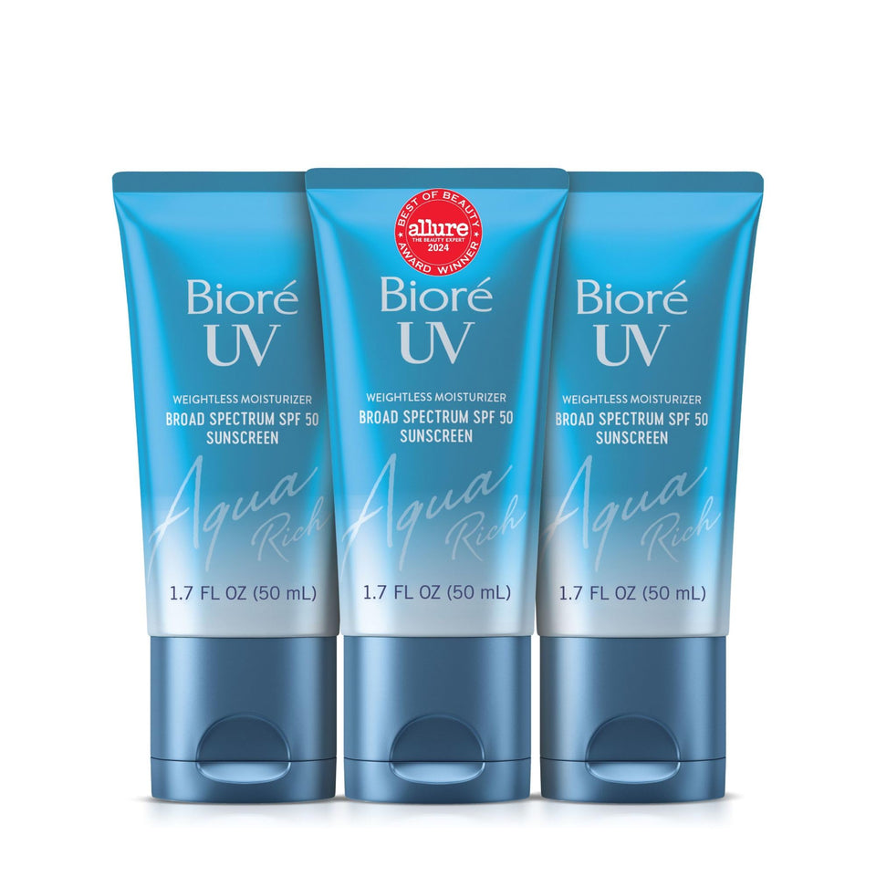 Bioré front packaging showing SPF 50 and lightweight benefit