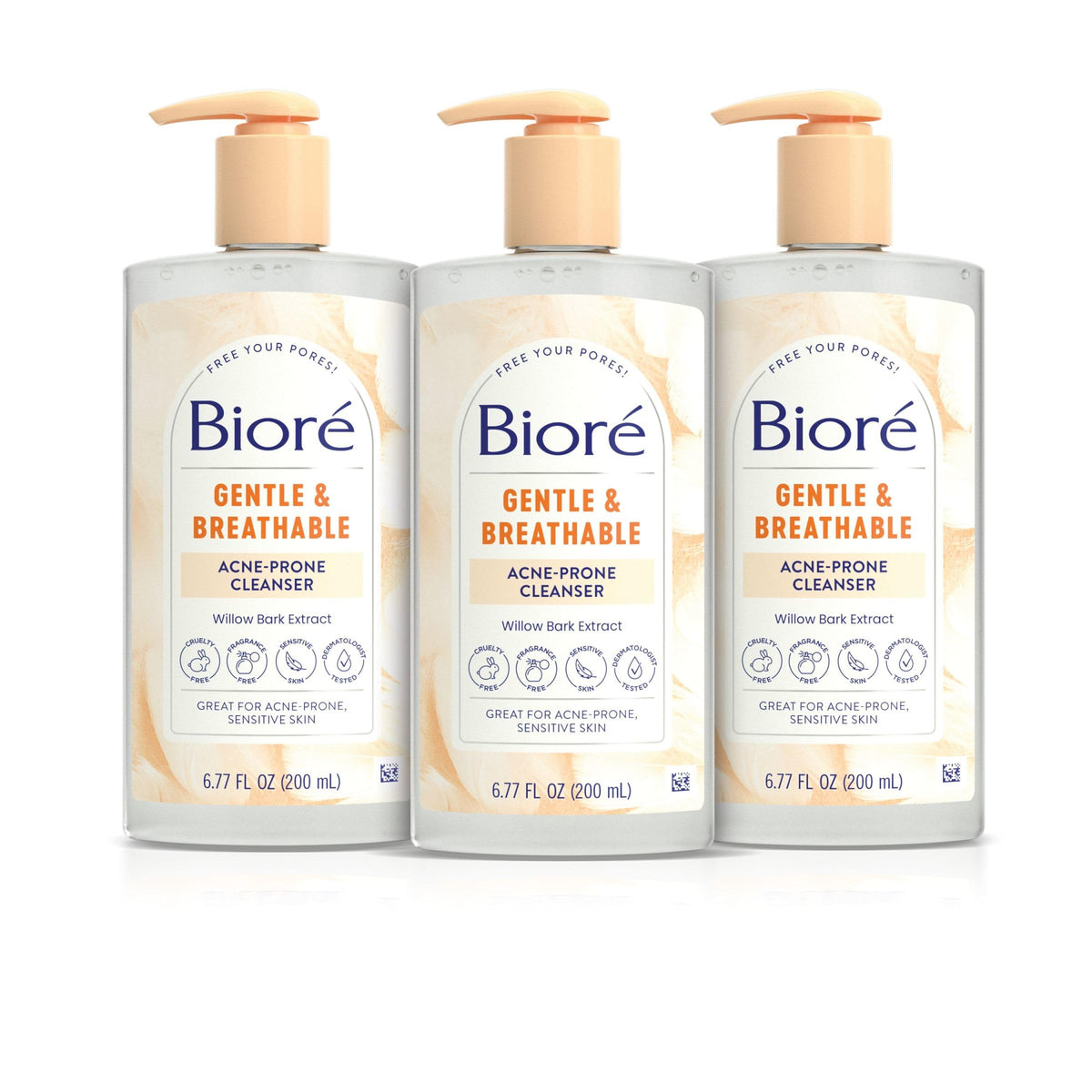 Biore front packaging showing gentle breathable acne face wash benefits