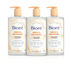 Biore front packaging showing gentle breathable acne face wash benefits