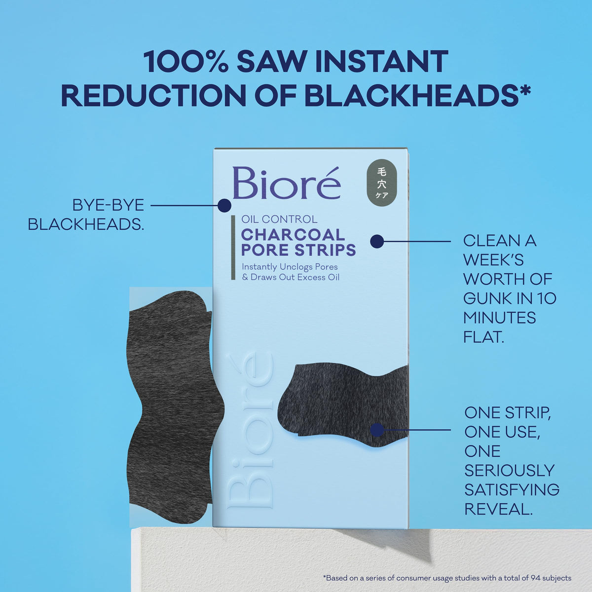Bioré ingredient label highlighting charcoal and C-bond technology benefit