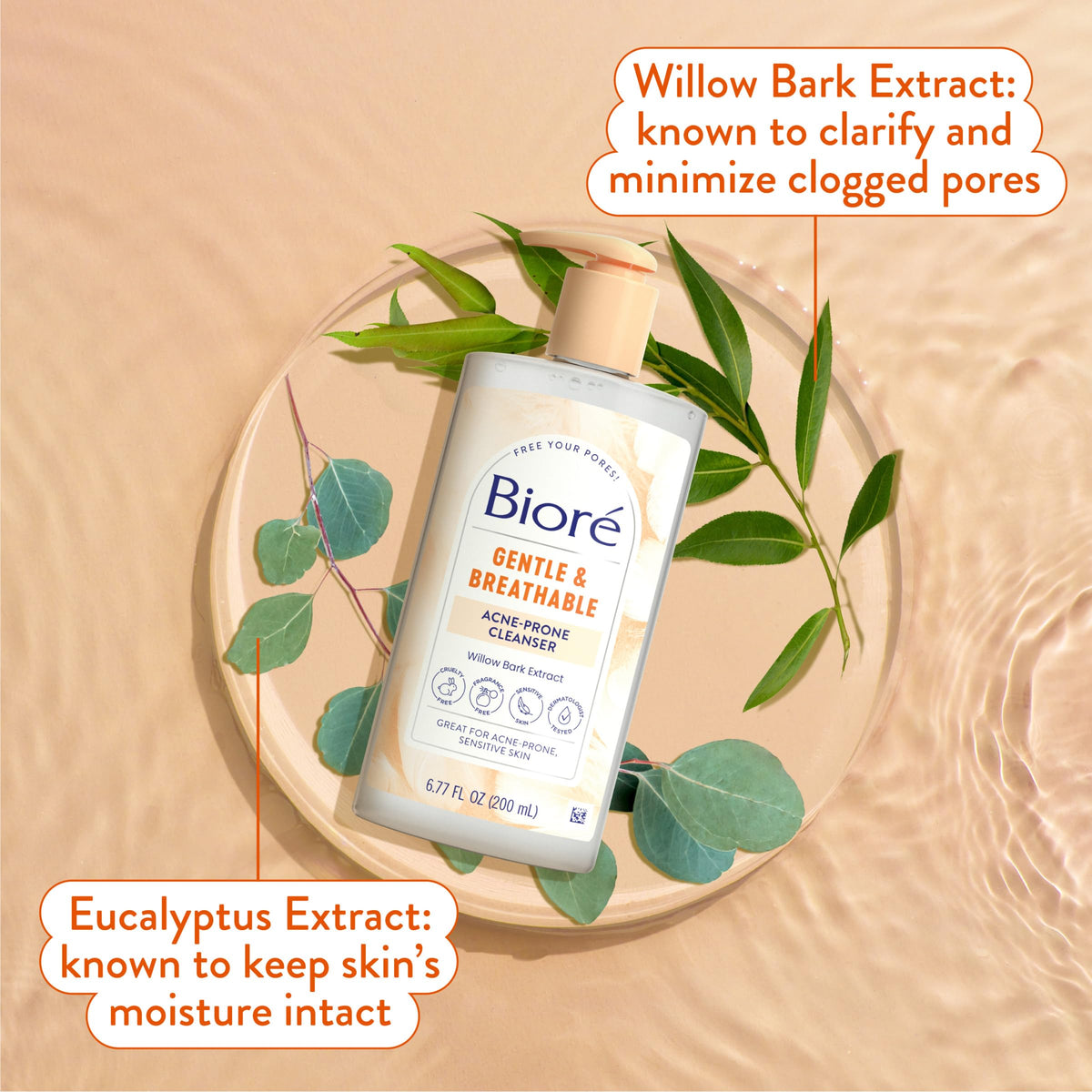 Biore product label with ingredient and vegan certification details benefit