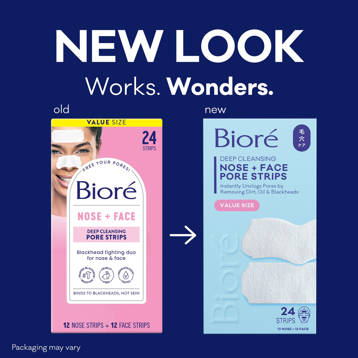 Bioré close-up nose strip adhered to skin for precise blackhead removal