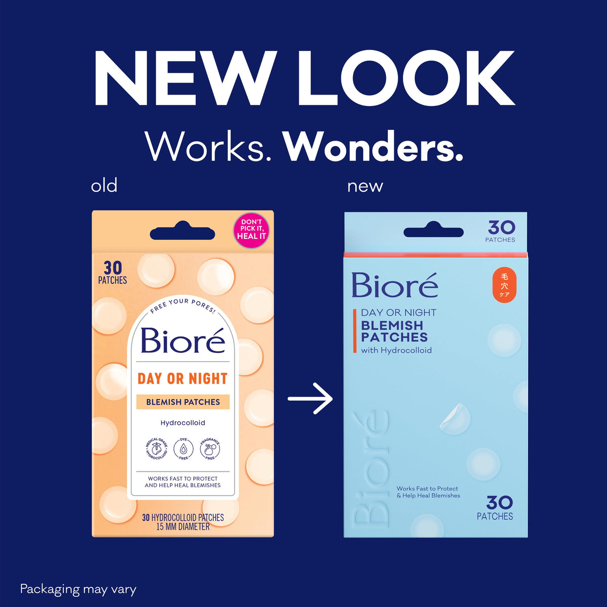Biore patch close-up displaying thin hydrocolloid and clear coverage benefit