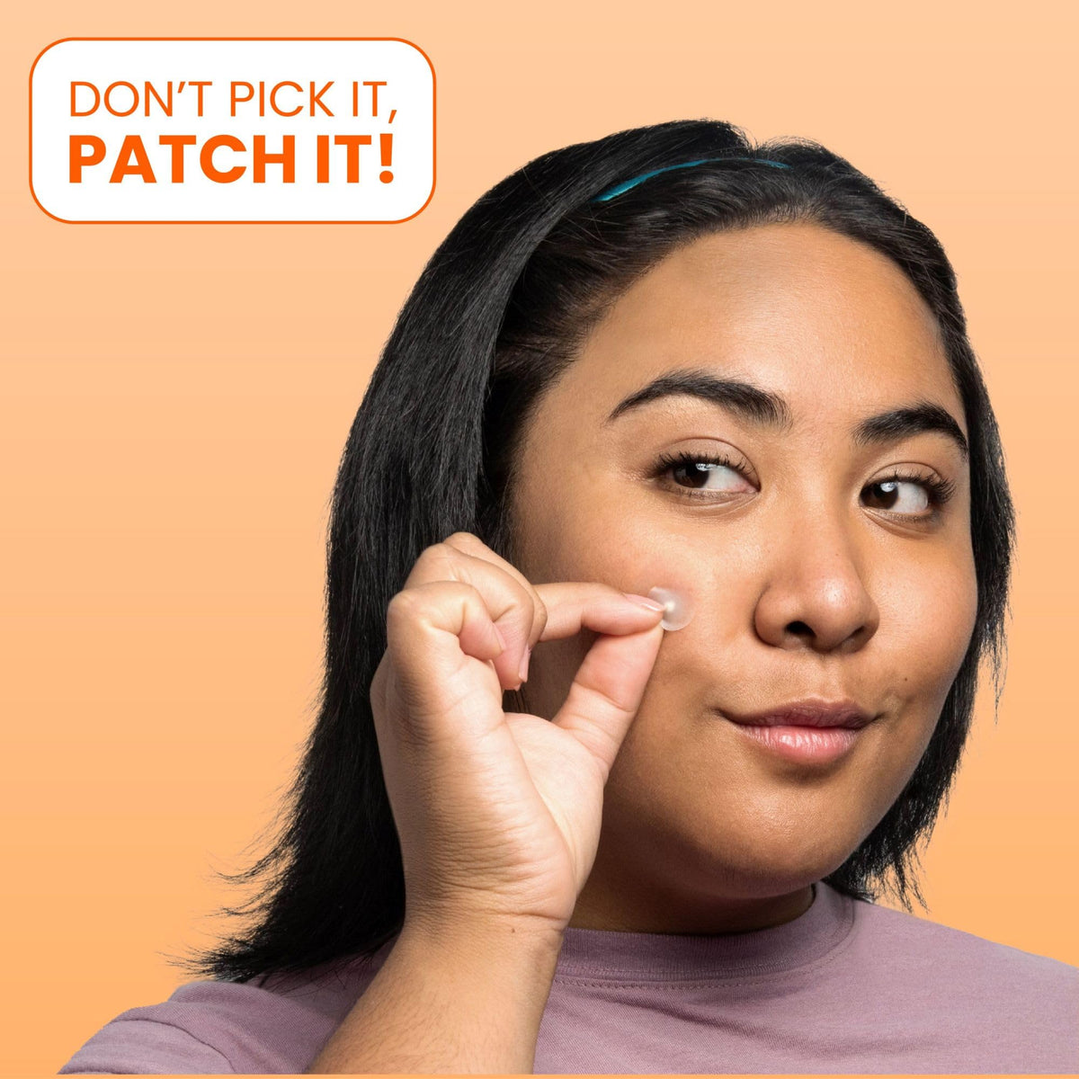 Biore patches under light makeup illustrating low-profile wearability benefit