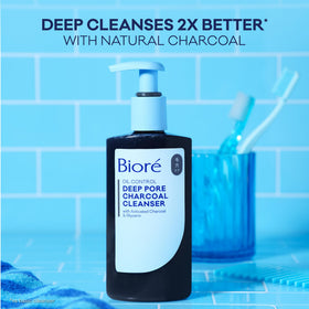 Bioré dispensed amount on hand illustrating how little product delivers full cleanse
