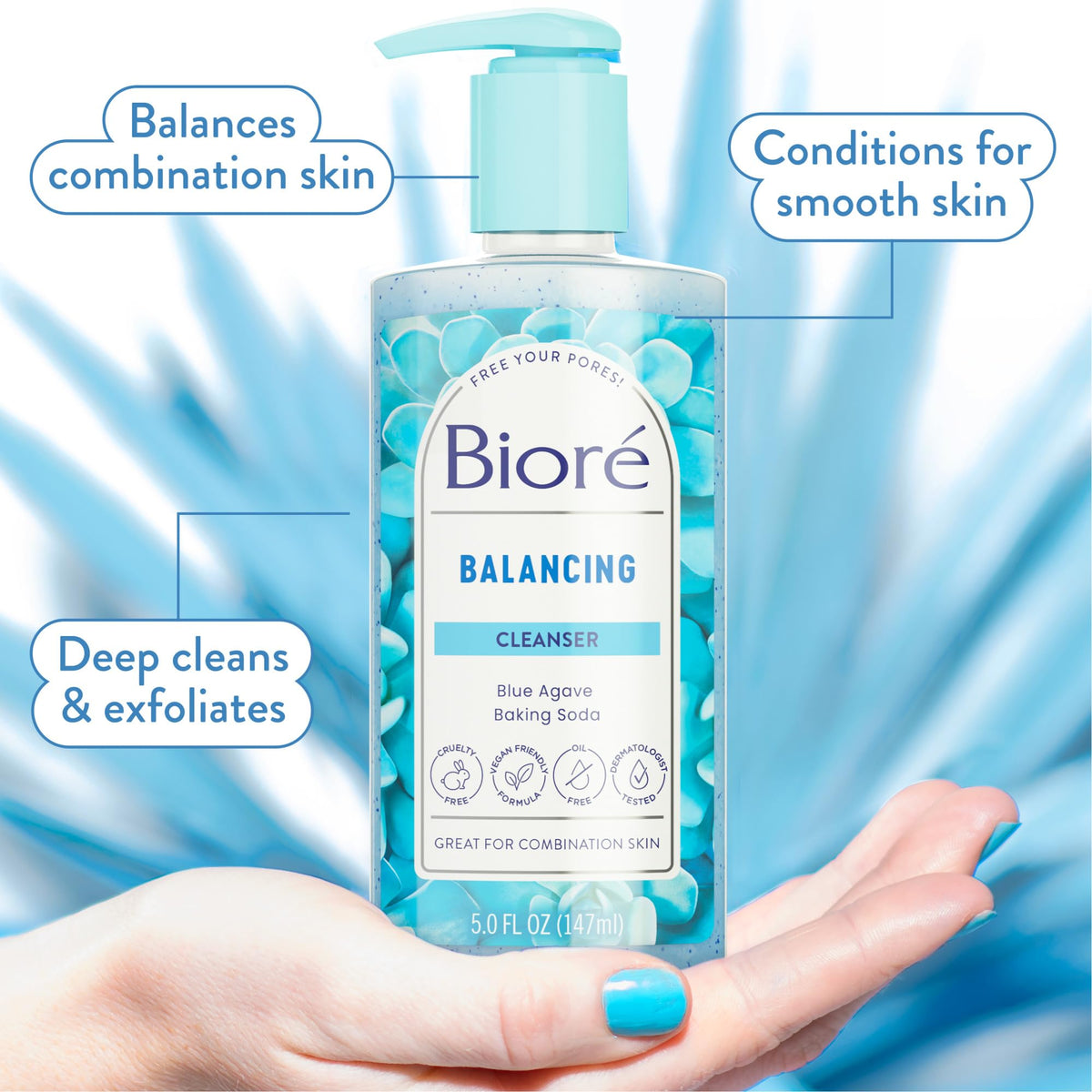 Bioré pump dispensing cleanser texture and smooth application