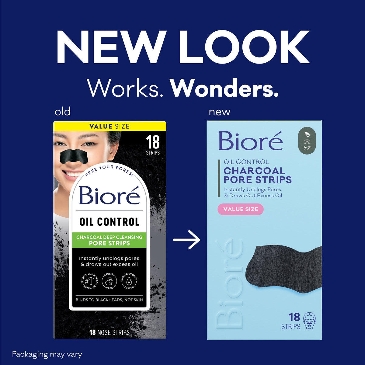 Bioré close-up of strip texture with charcoal showing strong blackhead grip